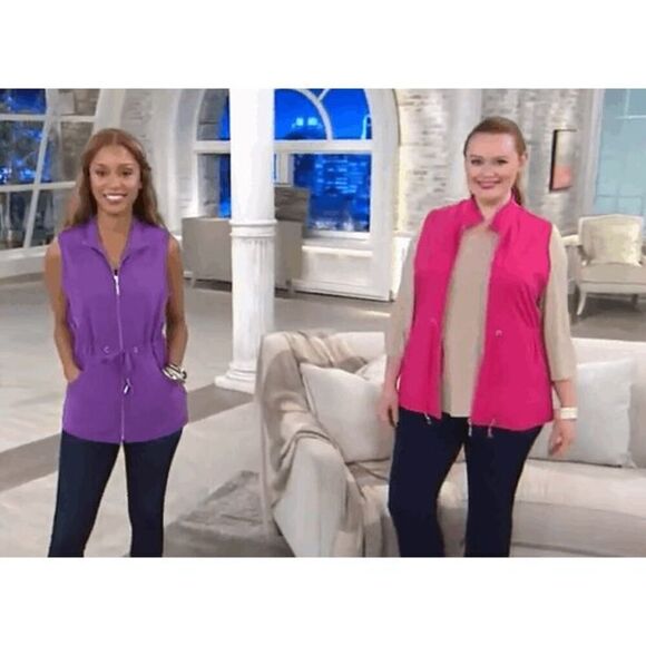 Susan Graver Sweaters - Susan Graver Womens 3X Weekend French Terry Zip Front Vest Intense Iris NWT